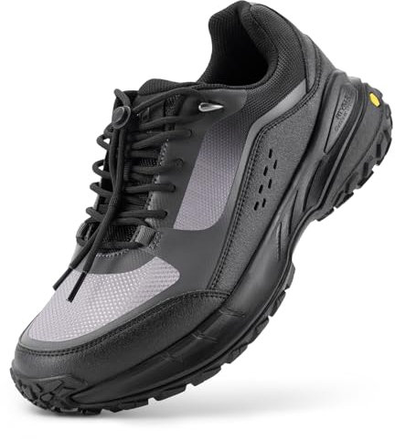FitVille Wanderschuhe Herren Extra Breit Trekkingschuhe rutschfeste Outdoor Schuhe Atmungsaktiv Bergschuhe Leicht Walkingschuhe Weit Herren Sneaker Dunkelgrau/Schwarz 45 EU X-Weit