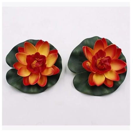 CSSHNL Künstlicher Lotus 1PC Künstliche Lotus Seerose Schwimmende Blume Lebensechte Seerose Micro Landschaft Bunte Künstliche Ornament Garten Dekor Für Aquarium Garten Pool(Orange)