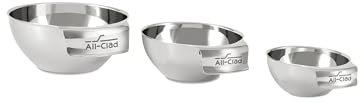 All-Clad Kitchen Essentials Edelstahl Mini Messschüssel-Set, 3-teilig, inklusive 1, 1/2 und 1/4 stapelbare Messbecher, Gadgets zum Kochen & Backen, Kochgeschirr-Werkzeuge, spülmaschinenfest, Silber