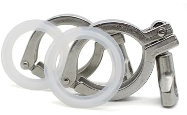 JXDWTL Clamps SS304 Stainless Steel Triple Clamp With Clover for Pipe Flange With Silicone Gasket, Size 0.5 1.5 2 3 4 50.5mm 25.4mm64mm91mm119mm(2pcs,1.5inch)