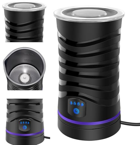600ML Milchaufschäumer Elektrisch 4 In 1 - Automatische Milchschäumer 400W Elektrischer Schaumaufbereiter, Heiße Und Kalte Funktion, Temperaturregelung Heißer Schokoladenhersteller für Kaffee Latte