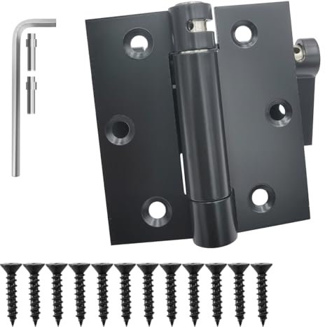 Hoobar 2 Pack Heavy Duty Stainless Steel Self Closing Door Hinges 3 Inch Black Spring Loaded Hinges, Adjustable Tension for Garage, Front Door, Back Door, Auto Close Hinges for Heavy Doors (3 inch)