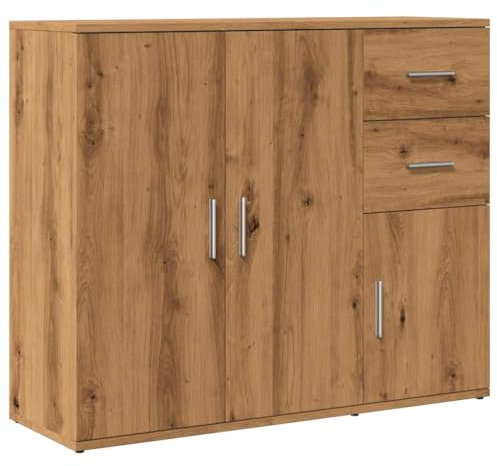 vidaXL Sideboard, Kommode mit 3 Türen 2 Schubladen, Anrichte Schrank für Wohnzimmer, Beistellschrank Mehrzweckschrank, Artisan-Eiche Holzwerkstoff