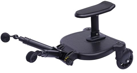 Buggy Board, Schwarz Kiddy Buggy Board mit Sitz und Trittbrett Bis 25KG Mitfahrbrett Passend für Universal Kinder von 2-6 Jahren, Kinderwagen