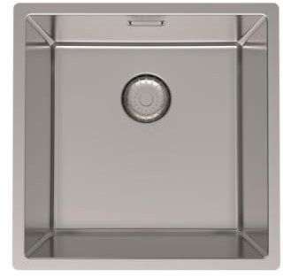 Fregadero de acero inoxidable Pure.Sink Prestige 40x40 cm, radio de 10 mm, instalación bajo encimera, a ras de encimera y sobre encimera PPG4040-02.