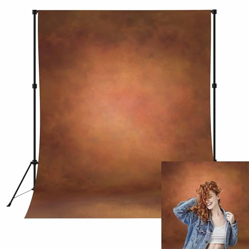 8x10ft Dark Orange Portrait Backdrop Abstract Headshot Backdrops for Photography Professional Studio Photoshoot Backdrop Vintage Brown Photo Backdrops Cloth School Photographic Artistic Background