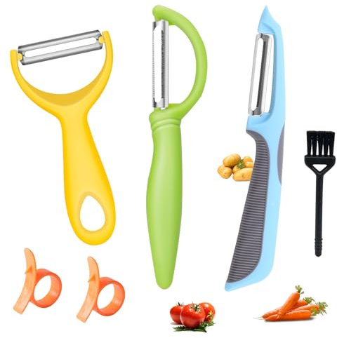 CIGAA Potato Peeler Hand, Vegetable Peeler Easy Peelers for Kitchen 304 Stainless Steel Spiral Blades with Citrus Peeler for Fruits and Vegetables for Avocado, Pumpkin, Citrus, and More 6Pcs
