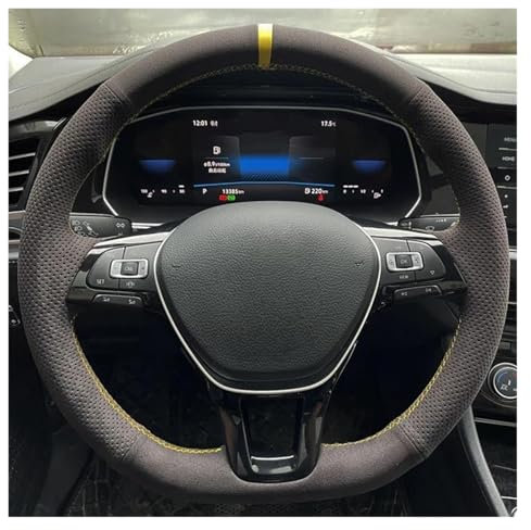 Lenkrad Bezug Auto Lenkrad Geflecht Abdeckung Wildleder Für VW Für Golf 7 Für Mk7 Neue Für Polo Für Jetta Für Passat B8 Lenkung Wrap Lenkradabdeckung(White Thread)