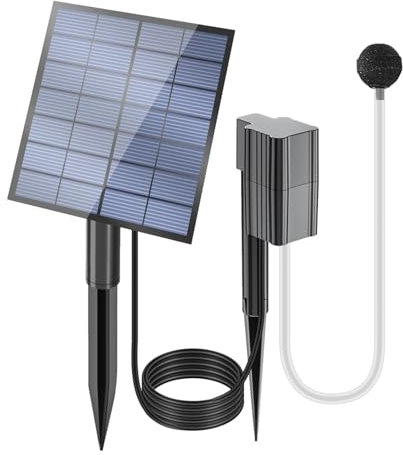 Bomba de aire para pecera de acuario, aireador de estanque solar - Aireador de acuario con bomba solar para estanque - Bomba de burbujas de aire para acuario, aireador de estanque, bomba de aire solar