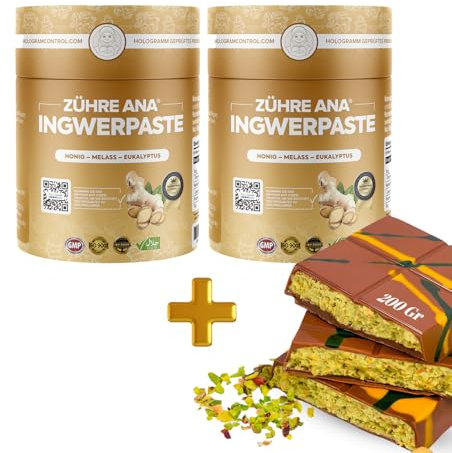 Zühre Ana ingwer paste (2x240g) - Natürliche stärken, ingwerpulver, kurkuma - für bei Erkältungen, schleimlöser für Erwachsene und Kinder - Vegan