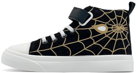 maxvinci Boys Trainers High Top Kids Easy Fasten Canvas Shoes Girls Lightweight School PE Pumps Casual Shoes(Black Gold 213)