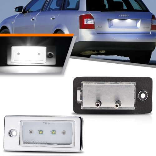 OZ-LAMPE LED Kennzeichenbeleuchtung für AUDI Q7 B5 A8 S3 A6 C6 A3 8P A4 S4 A5 8F S8 RS4 RS6, Aluminiumlegierung Kennzeichen mit Canbus, Robust und langlebig, XPE Chip, 2 Stücke