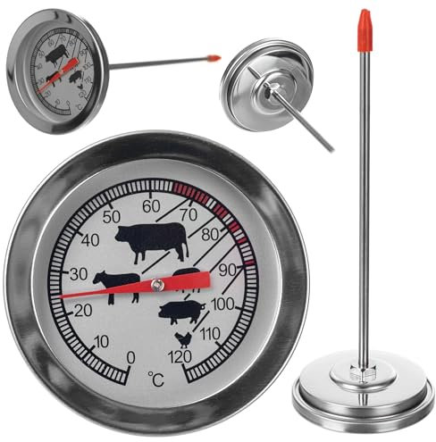 KADAX Analoges Bratenthermometer aus Edelstahl, Präzises Fleischthermometer, Thermometer für Fleisch, Braten & Geflügel, Temperaturmesser analog