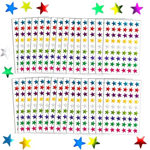 Sticker Sterne 1620 Stück/30 Blätter Stern Aufkleber Etiketten 1,3 cm farbige Stern Metallic Aufkleber Belohnung 9 Farben Sterne Aufkleber Für Auszeichnungen Grußkarten DIY-Kunsthandwerk