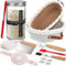 Gärkörbchen Banneton Brotbackzubehör Gärkorb Brot Runde & Oval Kombi Paket, Sauerteig Starter Set für Brot aus Baumwollstricken mit 800ml Gärglas, Leineneinsatz, Edelstahl Teigschaber für Einsteiger