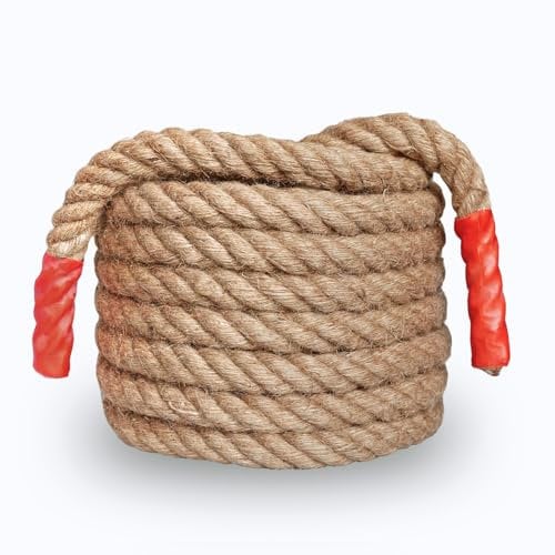 DELLNA Natürliches Juteseil, 30 mm 15 m Dicke Jute Schnur, Vierfach Geflochtene Seil aus Naturfasern, Hanfseil für Handlauf, Sport, Dekoration, Tauziehen