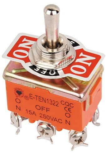 Gettimore E-TEN1322 Kippschalter, 15 A, 250 V, 6-polig, 3 Positionen, Ein-/Aus-Schalter, SPST-Wippschalter mit 12 mm Befestigungsloch, IP54-bewertet, flammhemmendes Gehäuse für Automobil-, Marine