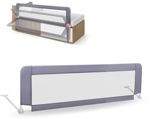 BATHBY Barandilla de Seguridad para Cama 110 cm | Panel Transparente | Sistema Plegable | Instalación sin Taladros | Protección Anticaídas para Bebés y Niños | Compatible con Todos los Colchones