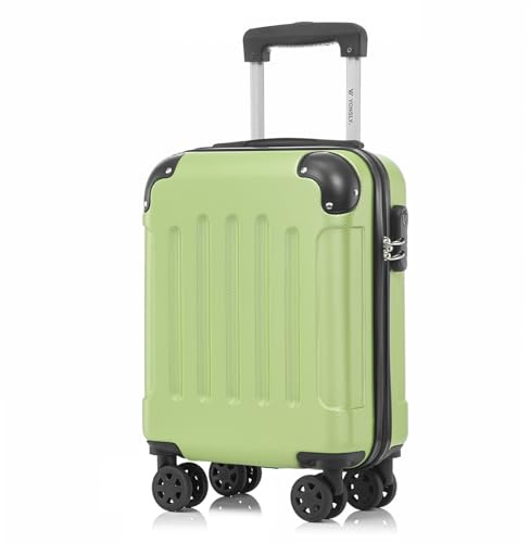 YONSLY Kabinenkoffer mit abnehmbaren Rädern, S Koffer Suitcase Früchte Grün, Trolley Reisekoffer, Rollkoffer Handgepäck mit 4 Rollen 360°, Hartschalenreisekoffer, Zahlenschloss, Gummigriff