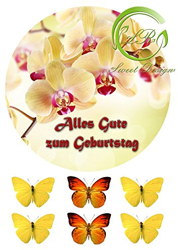 Orchideen Tortenaufleger Geburtstag, … Deckopapier, Zuckerpapier Ca. 20Ø