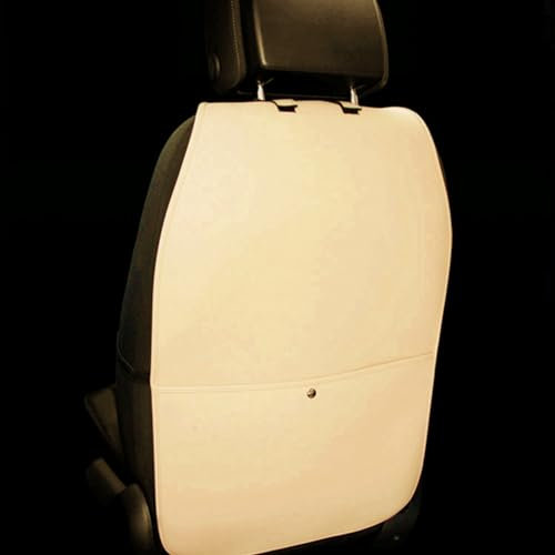 HONCENMAX Kick Mat Car Seat Back Protector Waterproof Easy to Clean Multifunctional Organizer Storage Bag Travel Accessory PU Leather [2 Pack] Beige