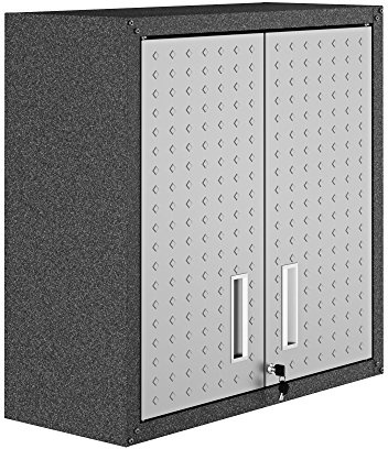 Manhattan Comfort Fortress Rolling Cabinet Garage Storage, Black/Gray