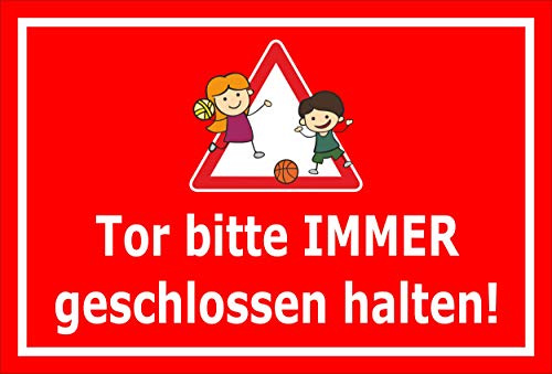 Melis-Folienwerkstatt Schild - Tor geschlossen - 60x40cm | Bohrlöcher | 3mm Aluverbund – S00042-011-D - 20 Varianten