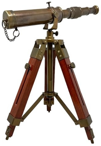 Télescope de Collection en Laiton Antique avec trépied en Bois Vintage Marine Ship Master Bureau Spyglass Télescope avec trépied décoratif