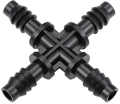 sourcing map Conector de tubo de goteo de 8 mm de diámetro interior para manguera de 4 vías para sistema de riego agrícola de jardín, plástico, 5 unidades