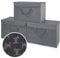 Black Fabric Storage Boxes with lids, Stackable and Foldable. For wardrobes, shelves, clothes, bedroom, office, cupboard, keepsake memory box, crafts, toys, shoes, socks. Rope Handle 3pk 37x25x25cm