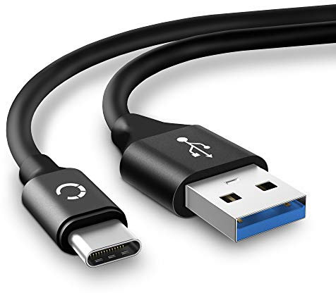 CELLONIC IFC-100U IFC-400U USB Kabel 2m kompatibel mit Canon EOS 1D X III, M6 II, EOS Rp R Ra, PowerShot G5 X II G7 X III Ladekabel USB C Type C auf USB A 3.0 Datenkabel 3A schwarz PVC