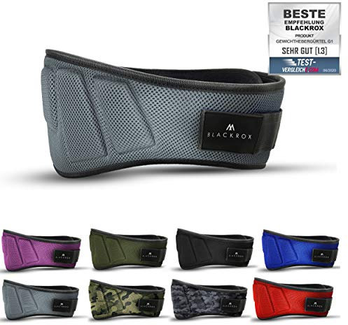 BLACKROX Gewichthebergürtel G1 Vergleichssieger Trainingsgürtel Fitness Gürtel Krafttraining bodybuilding Gewichtheben Powerlifting Gym Weightlifting Belt training Herren Damen (Grau, M)