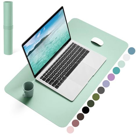 YSAGi Schreibtischunterlage, Mauspad mit Leder und Rutchfeste Wildleder, Multifunktionales Office Mousepad Laptop Schreibunterlage, Tischschutz Unterlage für Büro/Home-Office (Hellgrün, 60x35cm)