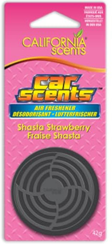 California Scents Ambientador de coche en Lata - Nueva versión - Fragancia Duradera de Fresa (Hasta 60 Días) - Control de Intensidad de Olor para un Ambiente Fresco y Personalizado, 42g