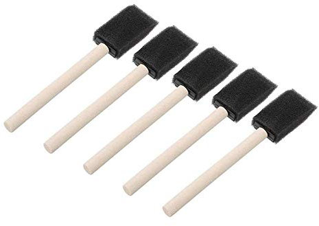 RENSHENKTO Sourcingmap Lot de 20 pinceaux en mousse avec manche en bois Noir