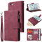 QLTYPRI Case for iPhone 6 iPhone 6S, Large Capacity Leather Wallet Case 6 Card Holder & 1 Zipper Pocket Kickstand Wrist Strap Magnetic Shockproof Phone Cover - Red