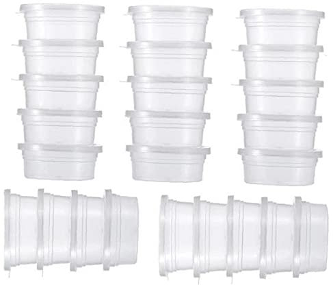 TOSSPER 24 Pezzi di Plastica Barattoli Riutilizzabile Trasparente Contenitore di Stoccaggio con Coperchi per Colla Acqua Cosmetica Plastilina