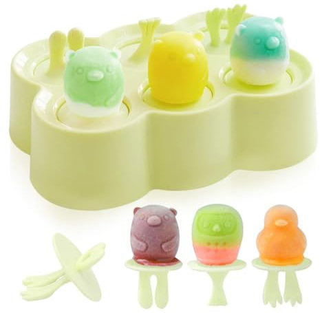 Eisformen Kinder, 6 Eisform Eis am Stiel, Klein Eisförmchen Popsicle Formen, Stieleisformer Eislutscher Formen, Mini Eisform, Eis zum Selber Machen Formen (grün)