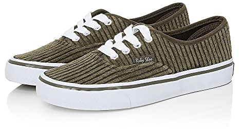 Ruby Shoo Nicole Khaki Cord Lace Up Pumps UK 6