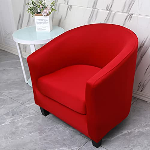 FANSU Housse de Fauteuil Cabriolet Chesterfield Extensible 2-Pièces, Couleur Unie Couverture de Fauteuil Antidérapant, Tub Chair Housse de Canapé avec Housse de Coussin (Rouge)