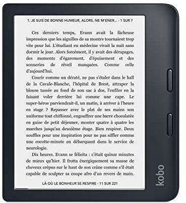 Kobo Libra 2 | Liseuse eBook et AudioBook | Écran Carta HD 7’’ | Luminosité réglable et température de Couleur | 32Gb | Waterproof Noir