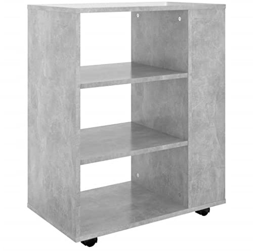 vidaXL Rollschrank mit Fächern Rollcontainer Büroschrank Aktenschrank Bürocontainer Schrank Büro Druckerschrank Betongrau 60x35x75cm Holzwerkstoff