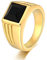 Ayoiow Siegelringe für Herren, Ring Edelstahl Breit Größe 62 (19.7), Ring Punk, Gold Schwarz