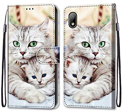Mo-Somnus Kompatibel mit Huawei Y5 2019 / Honor 8S Hülle, Leder Handyhülle mit Kartenfach Geld Slot Ständer PU Ledertasche Wallet Flip Brieftasche Magnetische Schutzhülle Case Etui (Katzen 2)