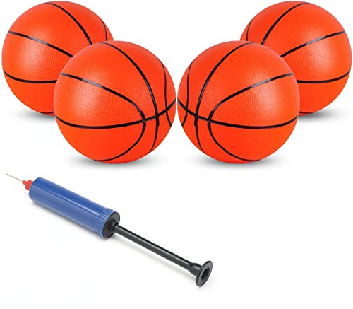 GmeDhc 16CM Orange Mini Basketball, 4 Stück Basketball Kinder Outdoor, Kinderball Gummi Aufblasbar, Toller Basketballkorb Indoor Outdoor Spaßsport, für Kinder und Erwachsene