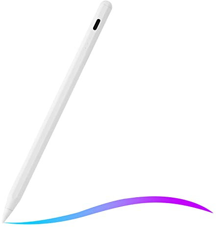 Stylet Tactile Magnétiqu, PINKCAT Stylet iPad, Stylo à Ecran Tactile, 1,5mm avec Rejet de Paume, Adsorption Magnétique, Embouts de Rechange pour iPad 10/9/8/7/6, Pro 11/12.9, air 3/4/5 - Blanc