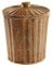 Potadak Panier Tissé Poubelle Ronde Rotin Poubelle avec Couvercle JardinièRe Tissé Paniers de Rangement en Osier Poubelle Poubelle