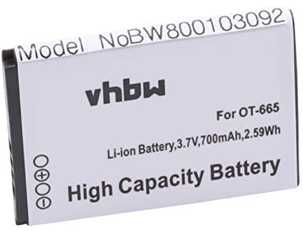 vhbw Akku kompatibel mit Alcatel One Touch OT-2010 | OT-2010D, OT-2010G, OT-665, OT-665x Handy Smartphone Telefon (700 mAh, 3,7 V, Li-Ion)