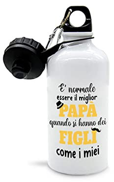 Mr. Gadgets Botella de agua metálica o térmica, 500 ml Día del Padre - Personalizables - Hijos)