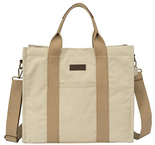 VASCHY Tote Bag,Borsa Donna Grande Borse Università Donna Borsa a Tracolla Donna Elegante 13L Capacità Shopping Bag Donna Borsa Mare Viaggio Lavoro Ufficio Scuola Khaki